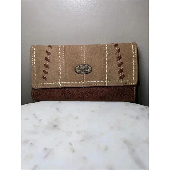 BOC Born Concept Tri-Fold Wallet W/ Double Snap Brown And Tan - Picture 2 of 5